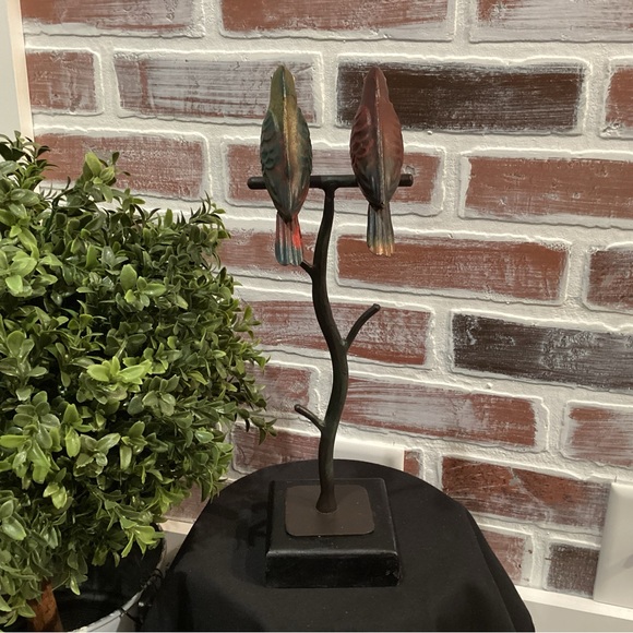 Metal Crafted Birds on a Perch - Beautiful Decor Piece - Bird Lovers Item - Picture 3 of 11